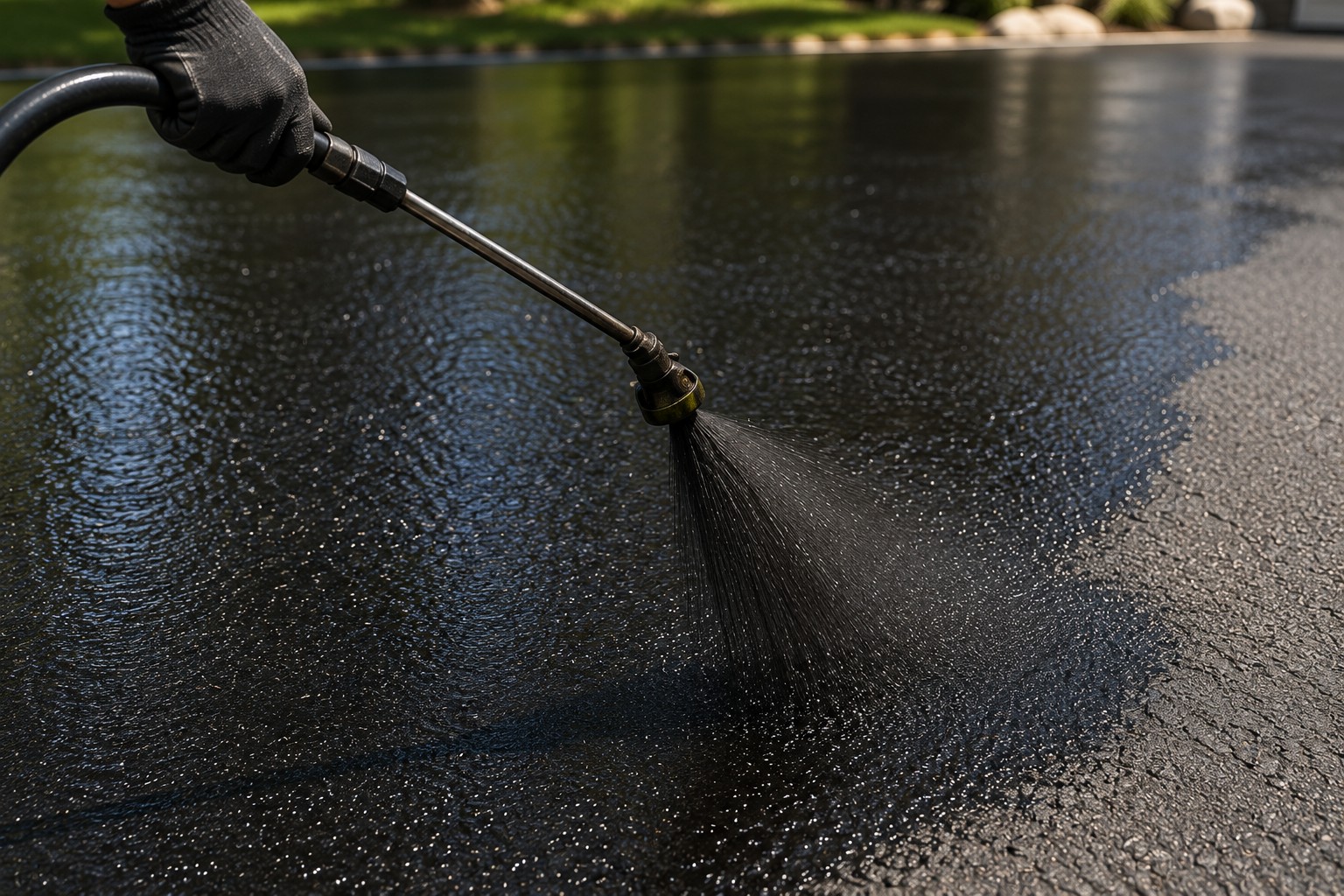 Driveway sealcoating application